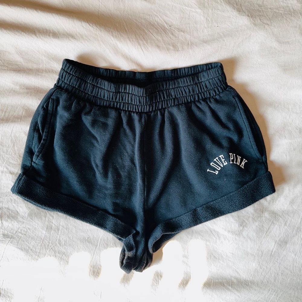 PINK High Waisted Rolled Hem Sweatshorts